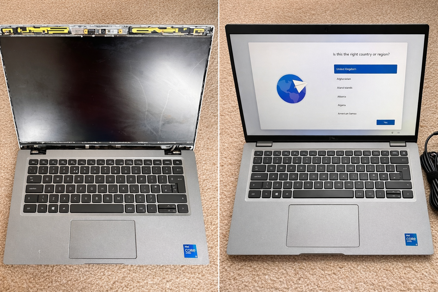 Laptop screen replacement before and after - Criddle Computer Care Crawley